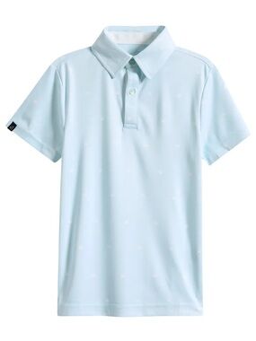Swannies Kids Gilligan Polo in Mint Blue with White Swans Size: Big Kids Large